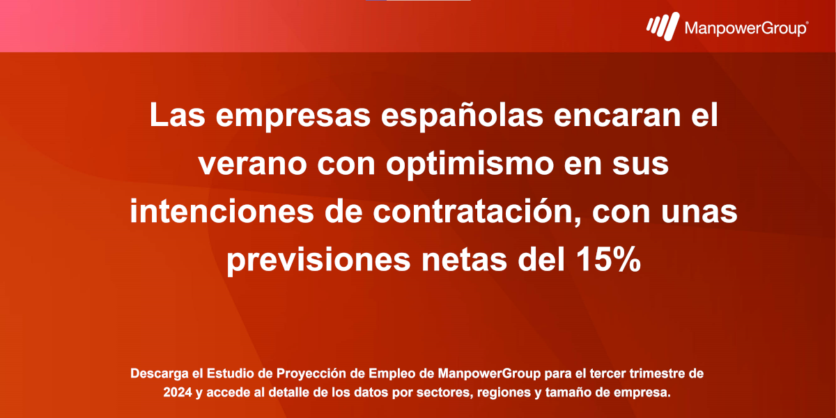 Las empresas españolas encaran el verano con optimismo en sus intenciones de contratación, con unas previsiones netas del 15%
